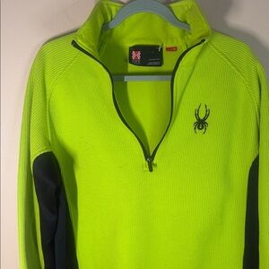 Spyder Men's Bright Yellow and Black Zip-Up Sweater